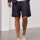 JONNY shorts eco grid wool navy