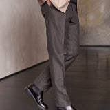 JOSTHA trousers winter linen black olive
