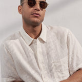 KLAAS shirt pure linen striped vintage sand