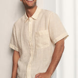 KLAAS shirt pure linen striped vintage yellow