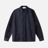 OWE overshirt eco grid wool navy