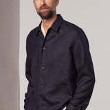 OWE overshirt eco grid wool navy