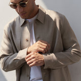 OWE overshirt eco grid wool stone beige