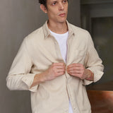 SIMON shirt eco flannel light sand