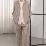 WABAN trousers eco grid wool stone beige